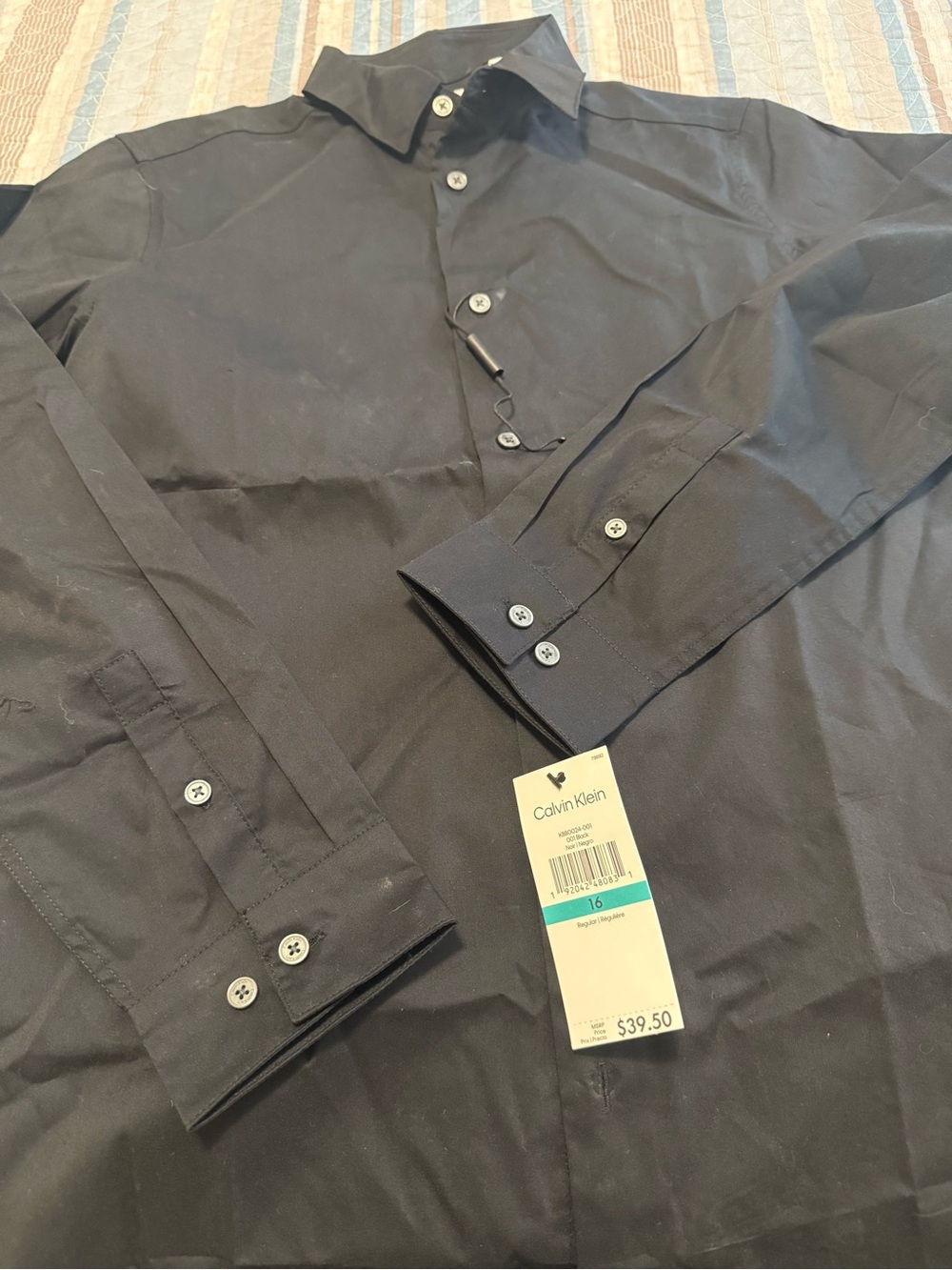 Calvin Klein boy’s Black Long-Sleeve Dress Shirt